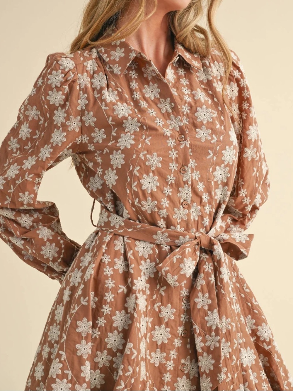 NWT Floral Embroidery Button Down
Flared Mini Dress - Picture 3 of 13